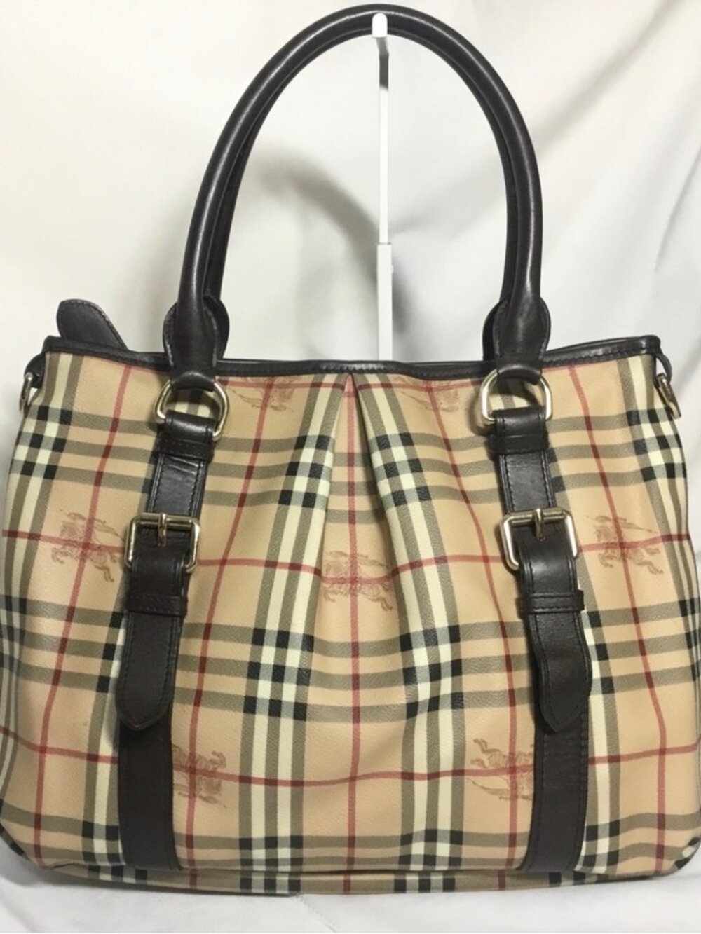 BURBERRY NOVA CHECKERED BEIGE & BROWN SATCHEL BAG